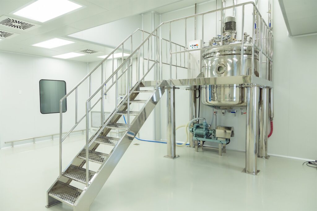 A clean, new and efficient process plant room with stainless equipment