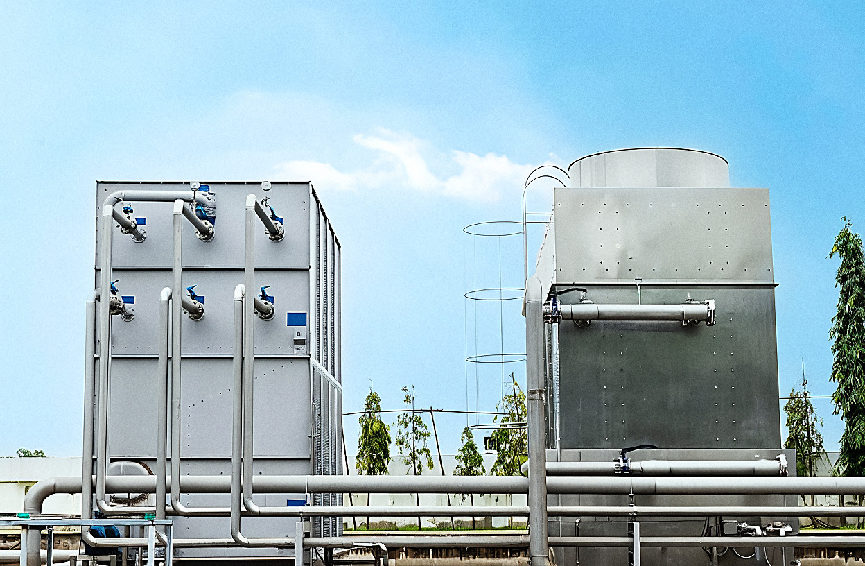 Industrial cooling tower serving a large process plant