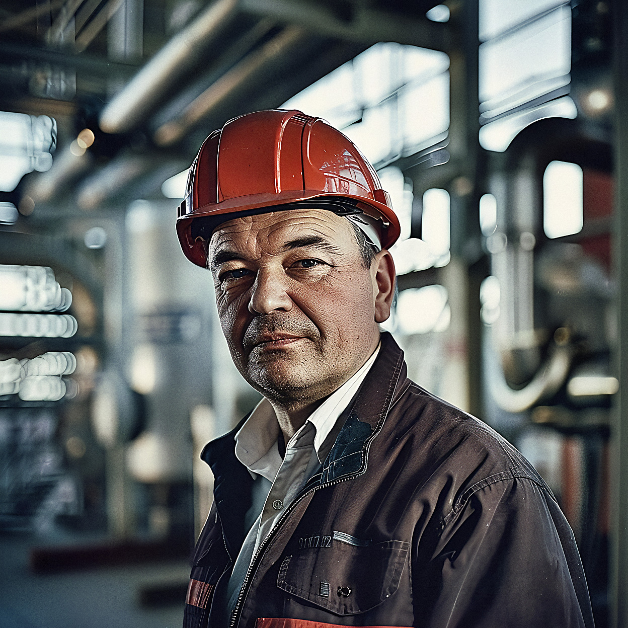 Portrait of an EM3 energy engineer on a plant floor