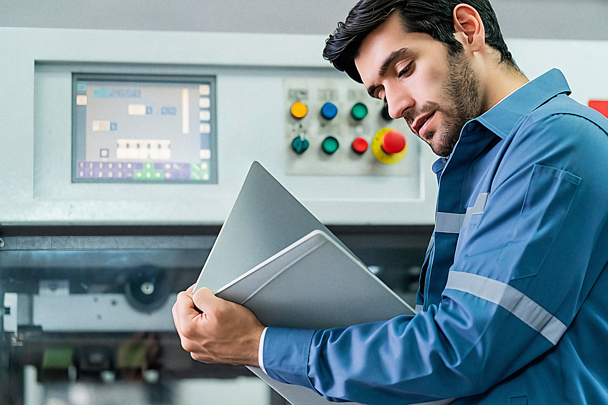 EM3 engineer auditing industrial plant equipment